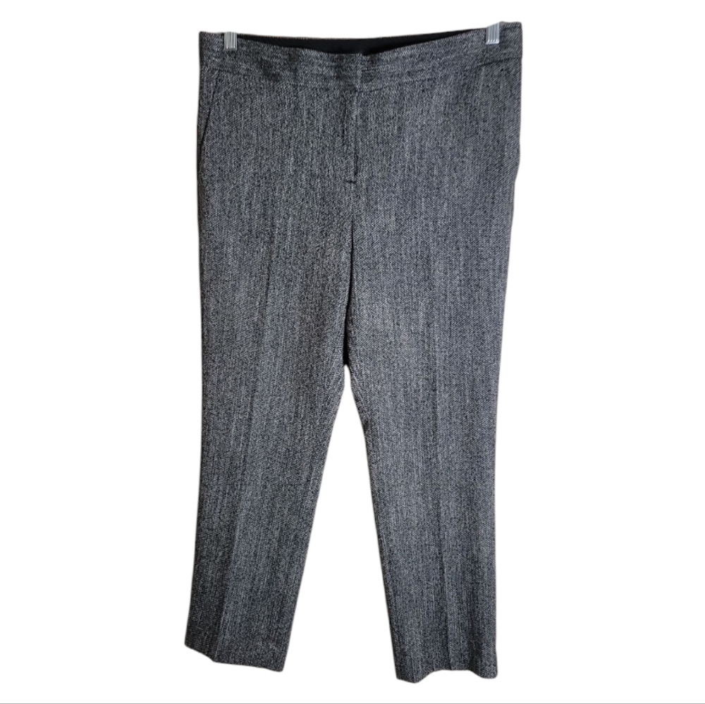 Ann Taylor women's devin fit textured black white ankle pants high rise size 8